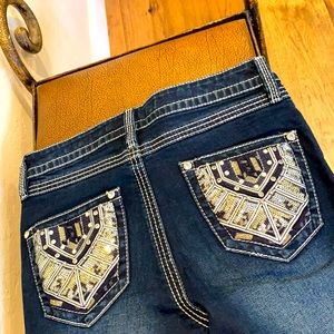 Rebel & Soul Sexy Dark Blue Stretch Embellished Stitched backs with plenty bling